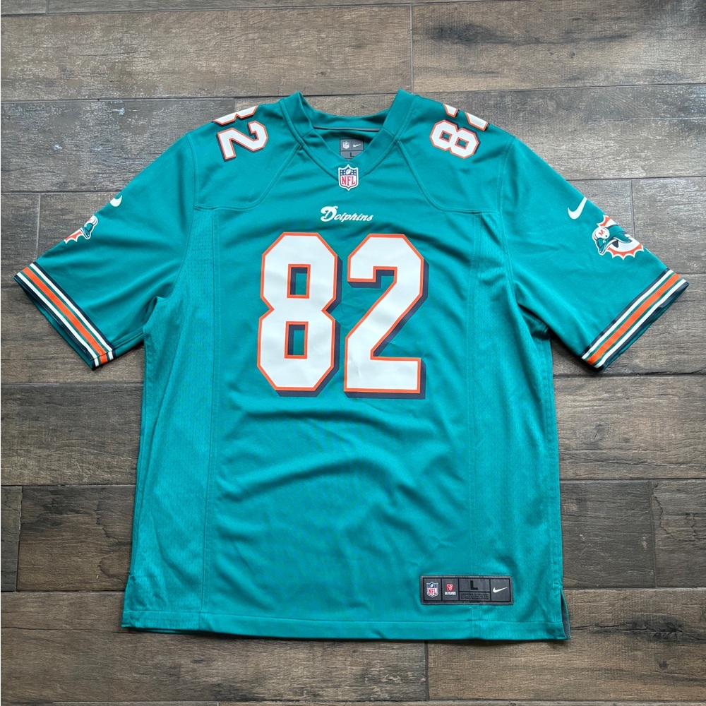 Nike Miami Dolphins Brian Hartline #82 On Field Aqua Home Jersey Adult L